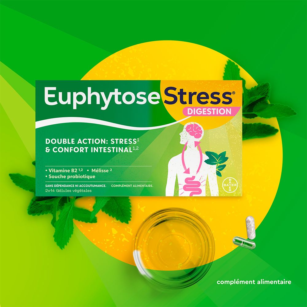 EuphytoseStress® Digestion - Stress et confort intestinal - Probiotiques, mélisse, vitamine B2