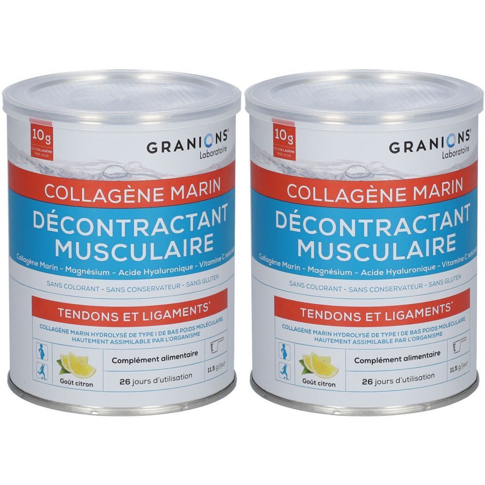 Laboratoire des GRANIONS® Décontractant Musculaire - Collagène Marin Poudre  Saveur Citron