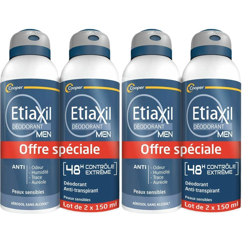 ETIAXIL Déodorant Homme Anti-transpirant Contrôle 48 h - Aérosol Lot de 2 x 150ml