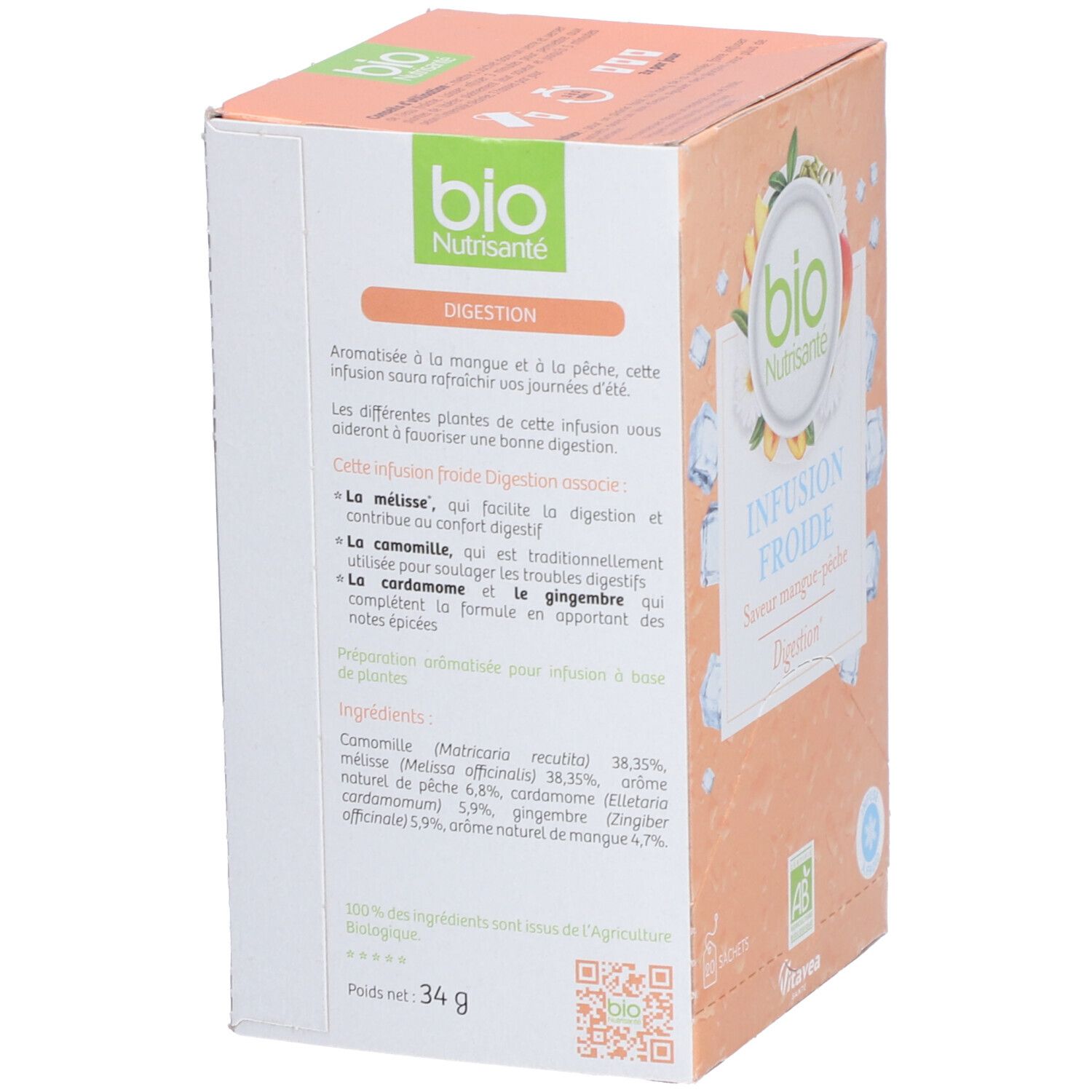 Nutrisanté Bio Infusion Froide Saveur Mangue-Pêche Digestion