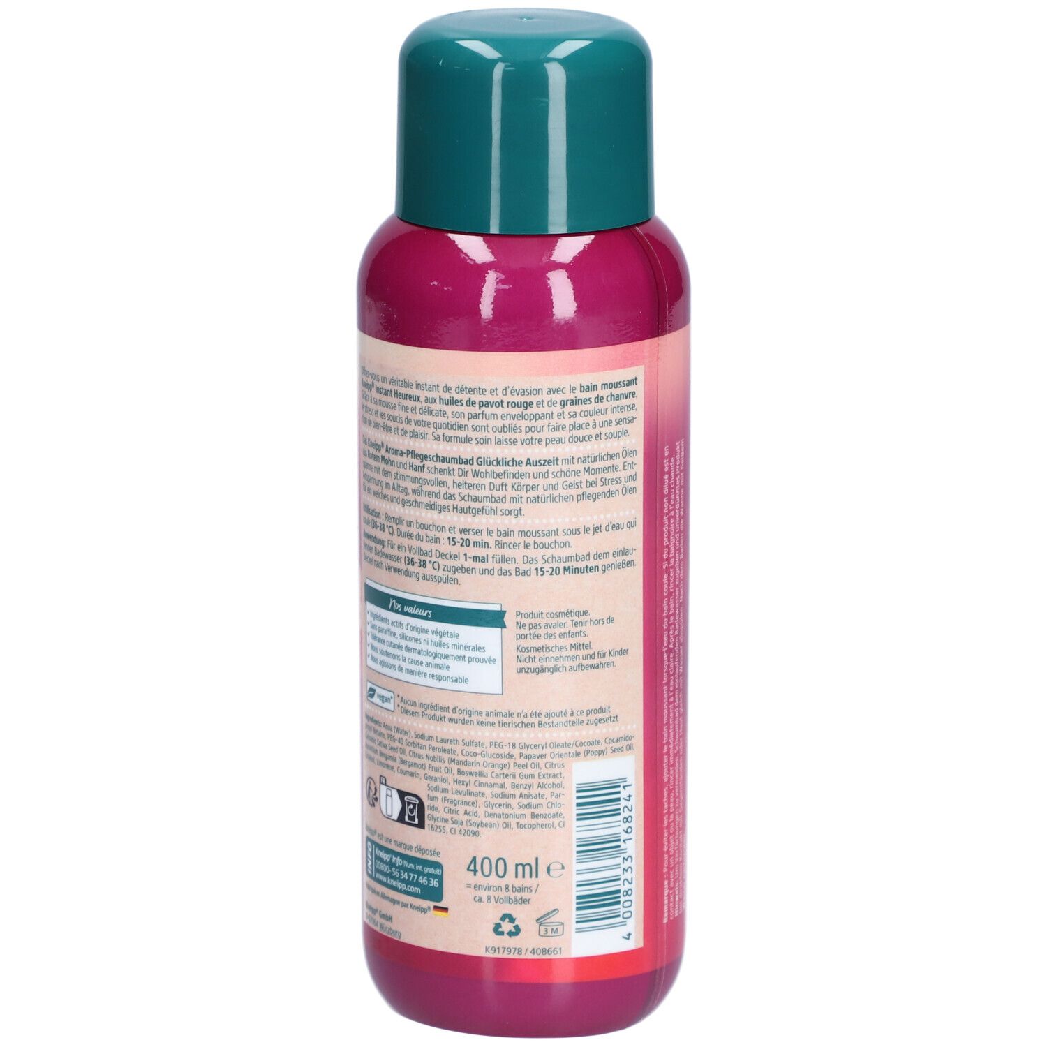 KNEIPP Bain Moussant Instant Heureux Pavot Rouge et Chanvre