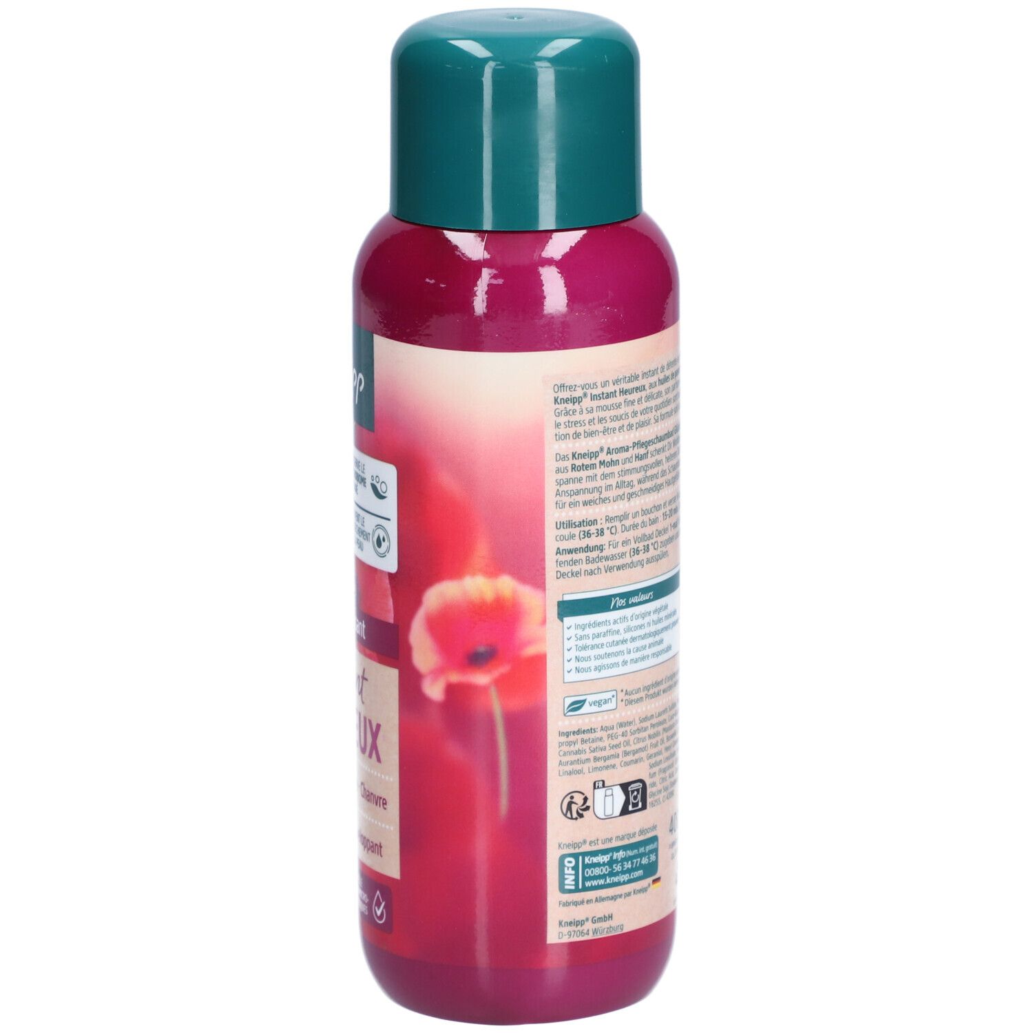 KNEIPP Bain Moussant Instant Heureux Pavot Rouge et Chanvre