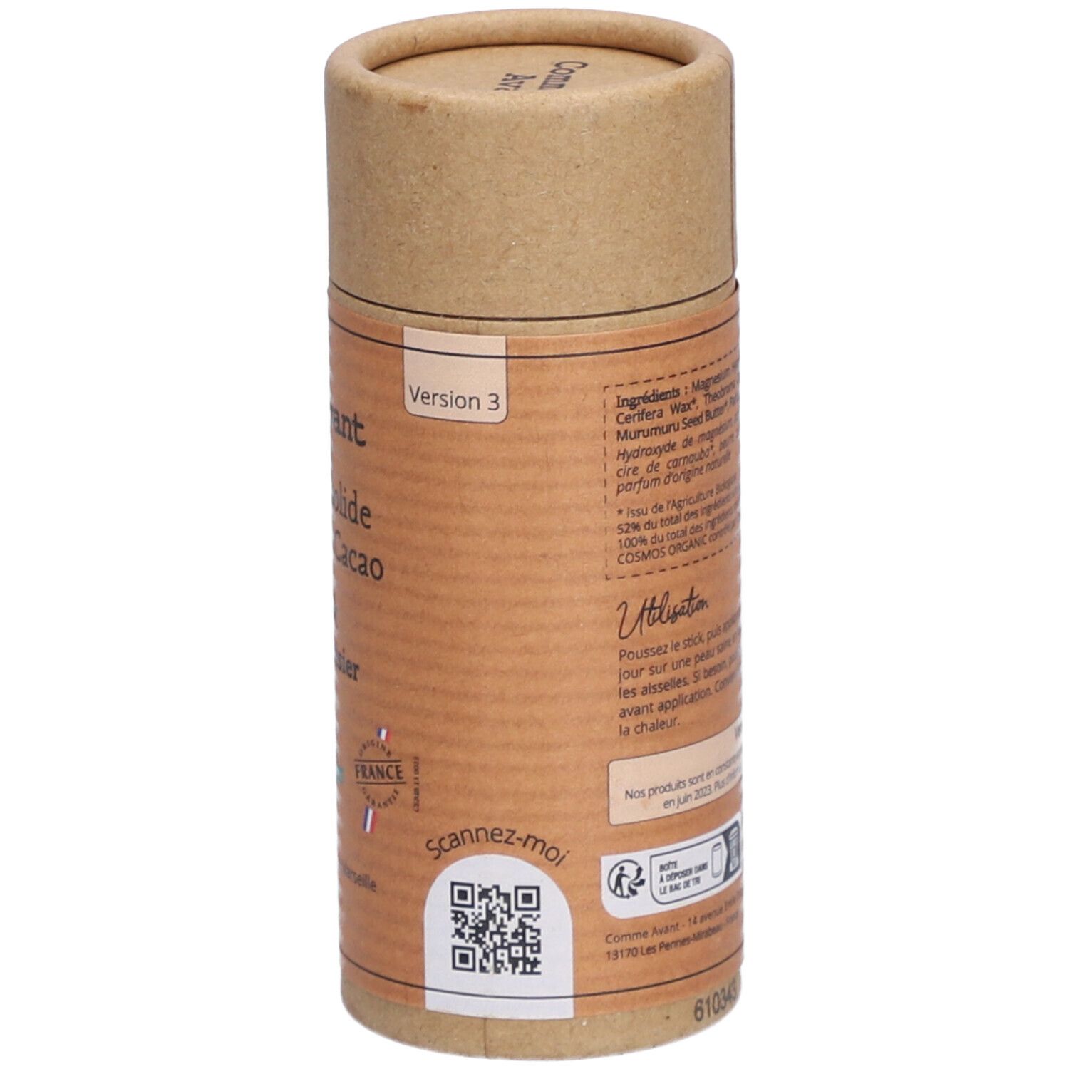 Comme Avant® Déodorant solideau beurre de cacao bio - Abricot & fleur de cerisier