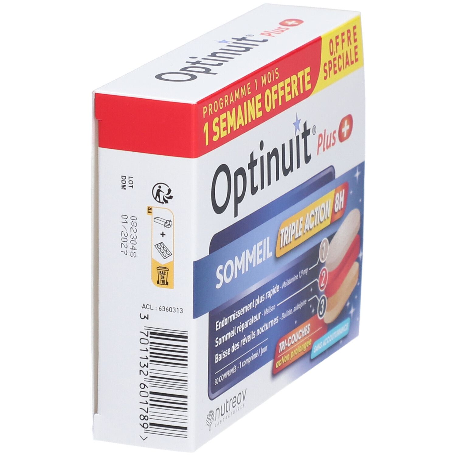 OPTINUIT Plus Triple Action 8H  - 30 comprimés dont 7 offerts