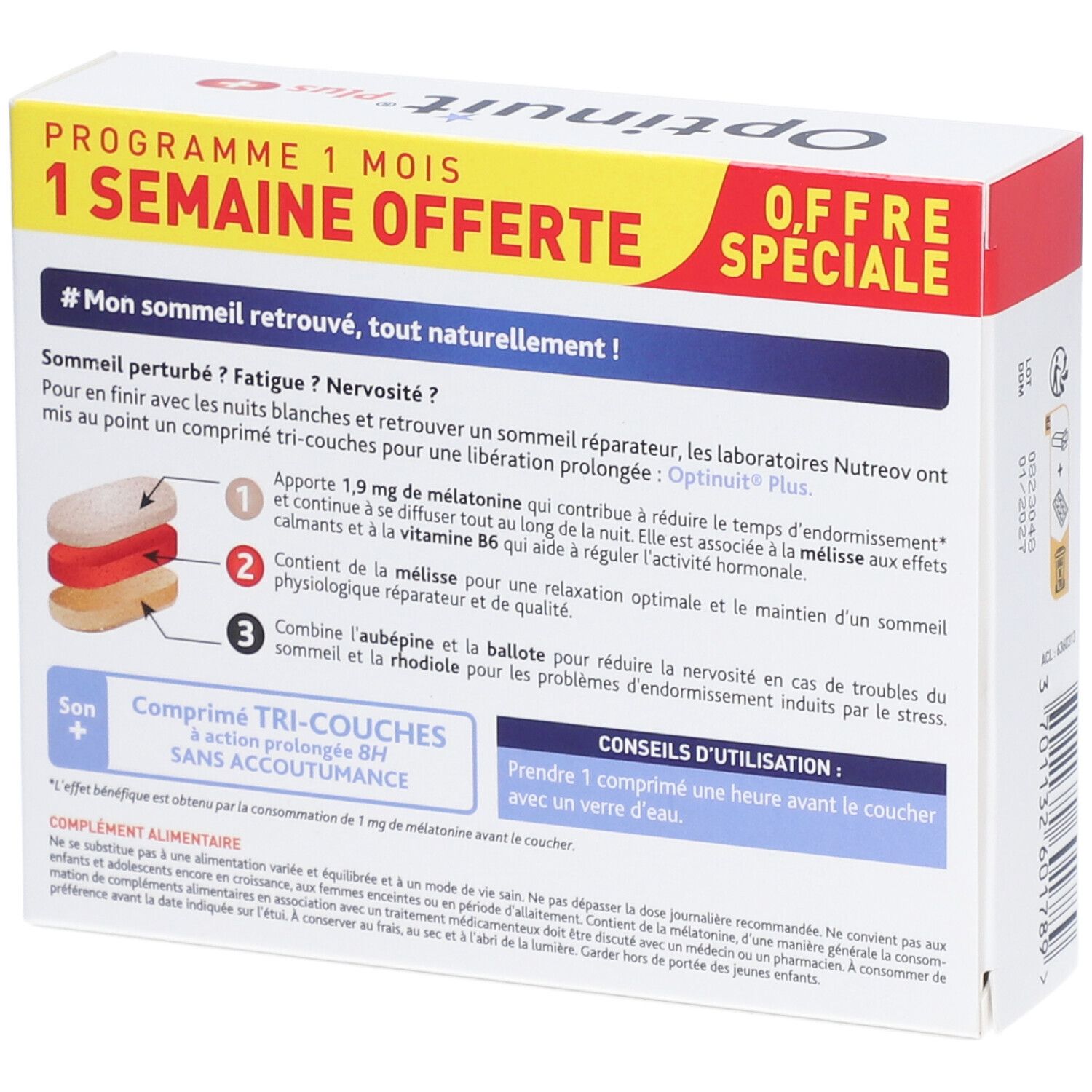 OPTINUIT Plus Triple Action 8H  - 30 comprimés dont 7 offerts