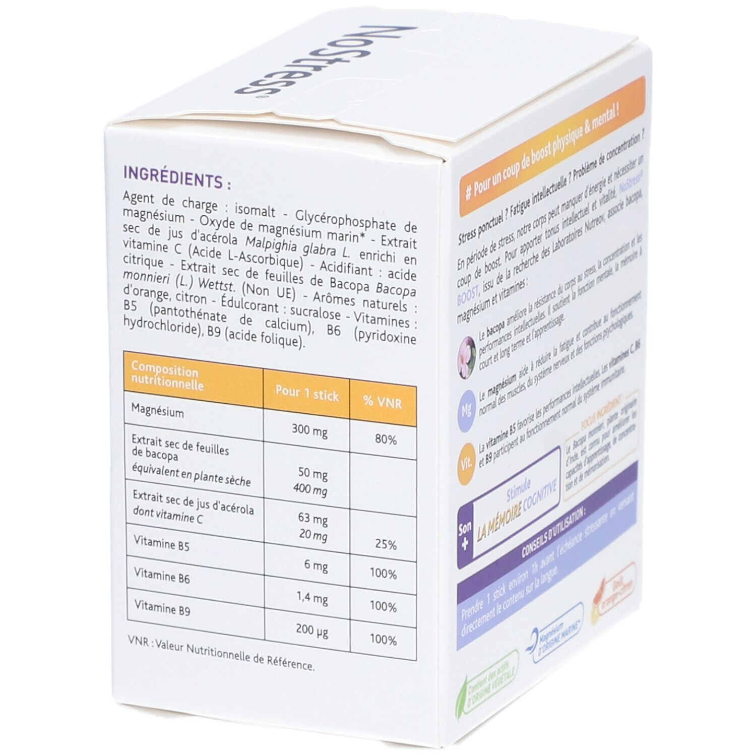 NoStress Boost Bacopa, Magnésium et Vitamines