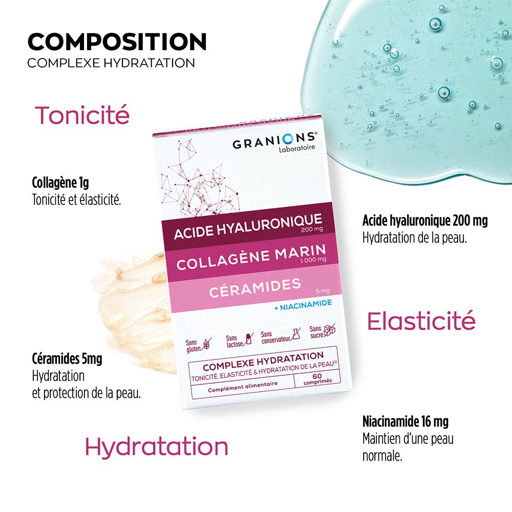 GRANIONS Collagène marin acide hyaluronique céramides + niacinamide
