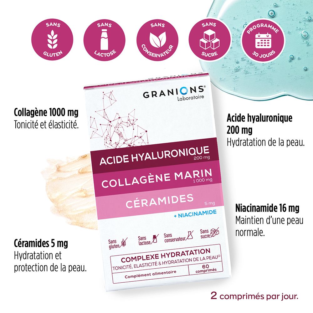 GRANIONS Collagène marin acide hyaluronique céramides + niacinamide