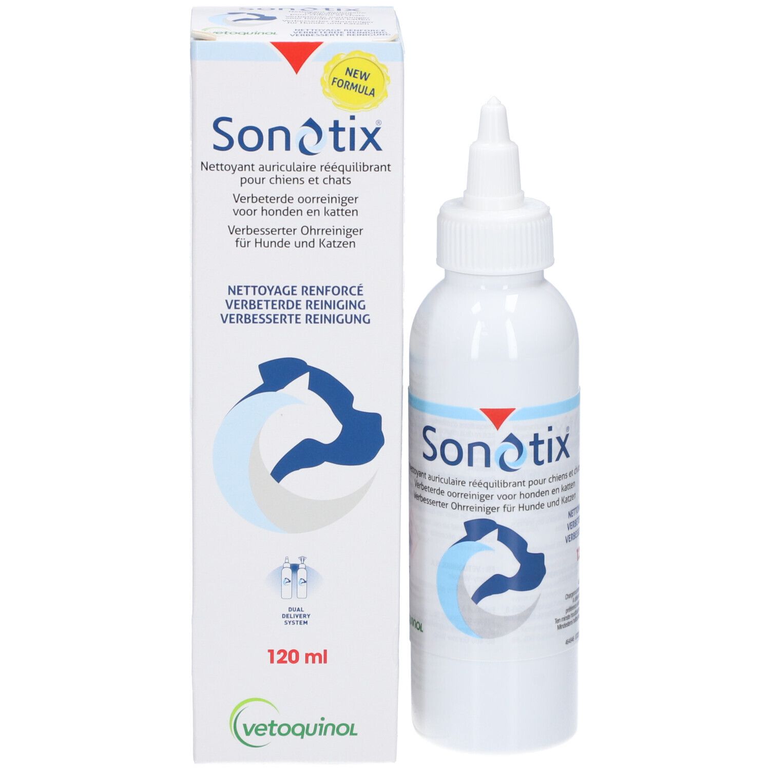 Vetoquinol Sonotix - Nettoyant auriculaire rééquilibrant pour chiens