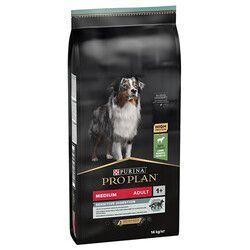 Sac noir de nourriture pour chiens PROPLAN MEDIUM ADULT 1+. Image d'un chien.