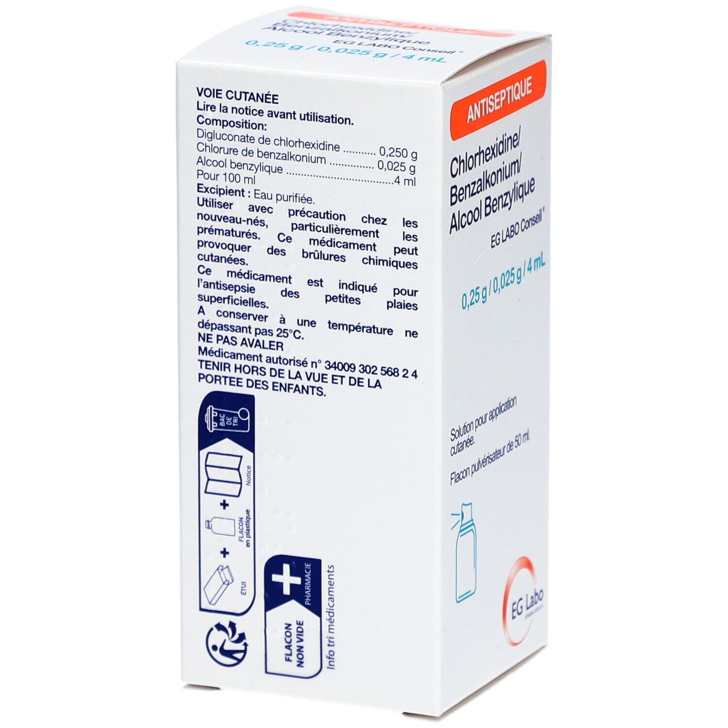 Eg labo conseil chlorhexidine/benzalkonium/alcool benzylique