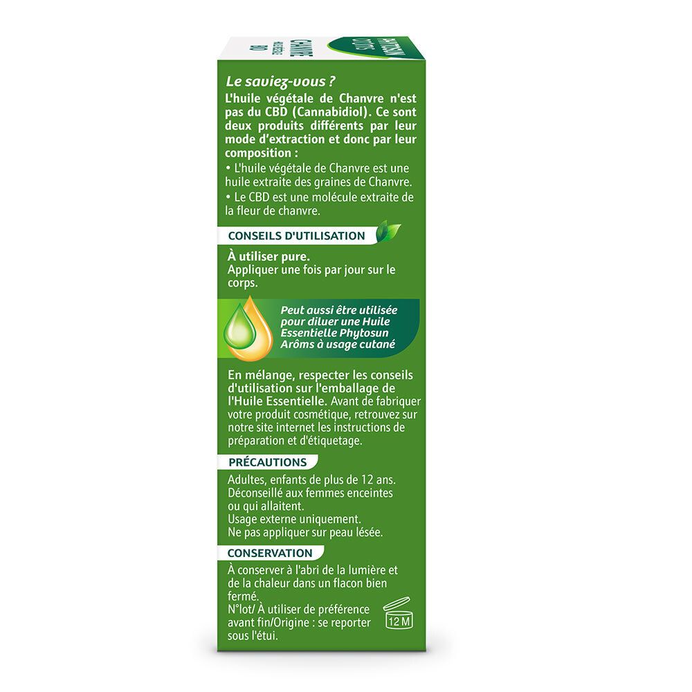 PHYTOSUN Arôms Huile végétale de Chanvre BIO - Cannabis Sativa
