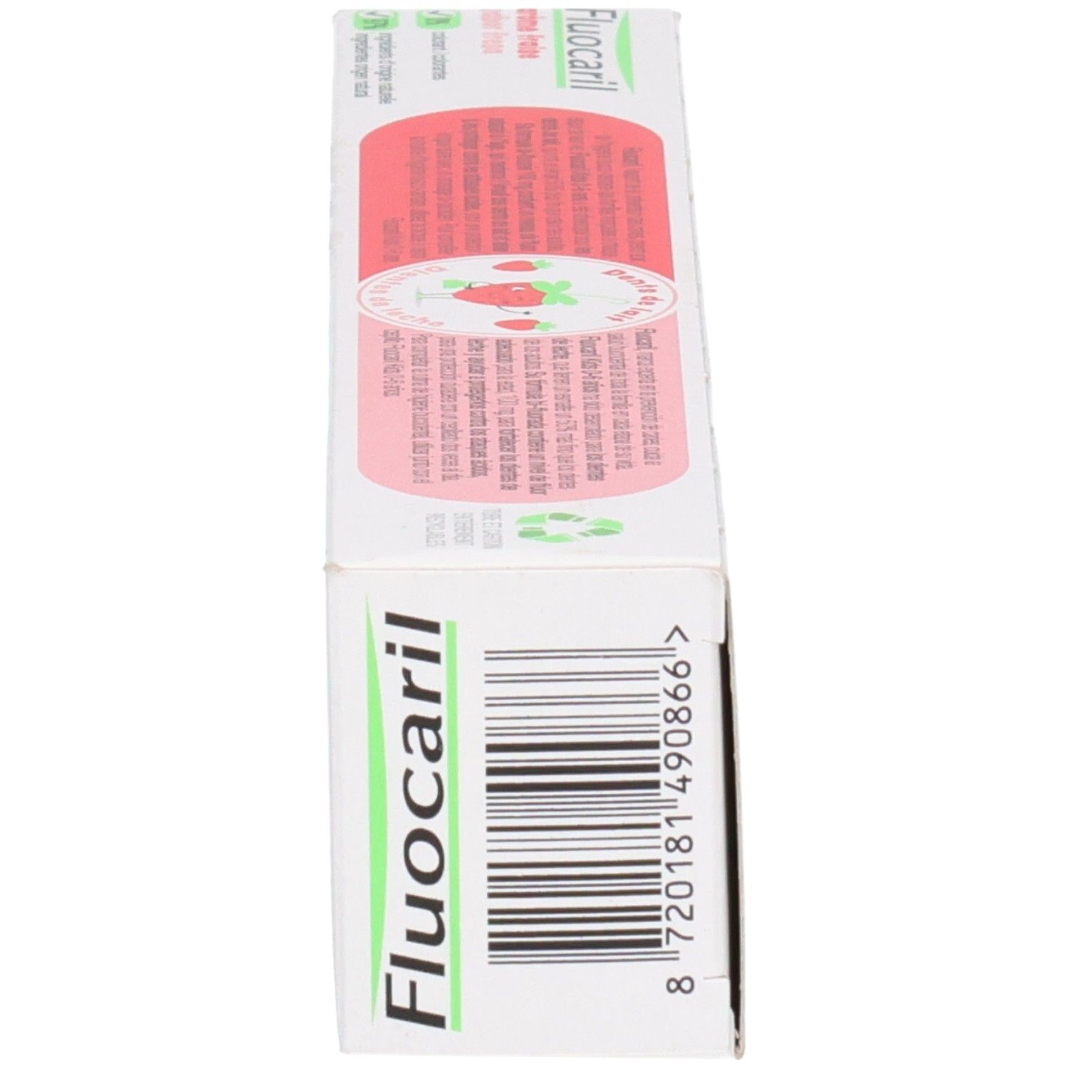 Boîte de dentifrice Fluocaril Kids, saveur fraise, 0-6 ans.