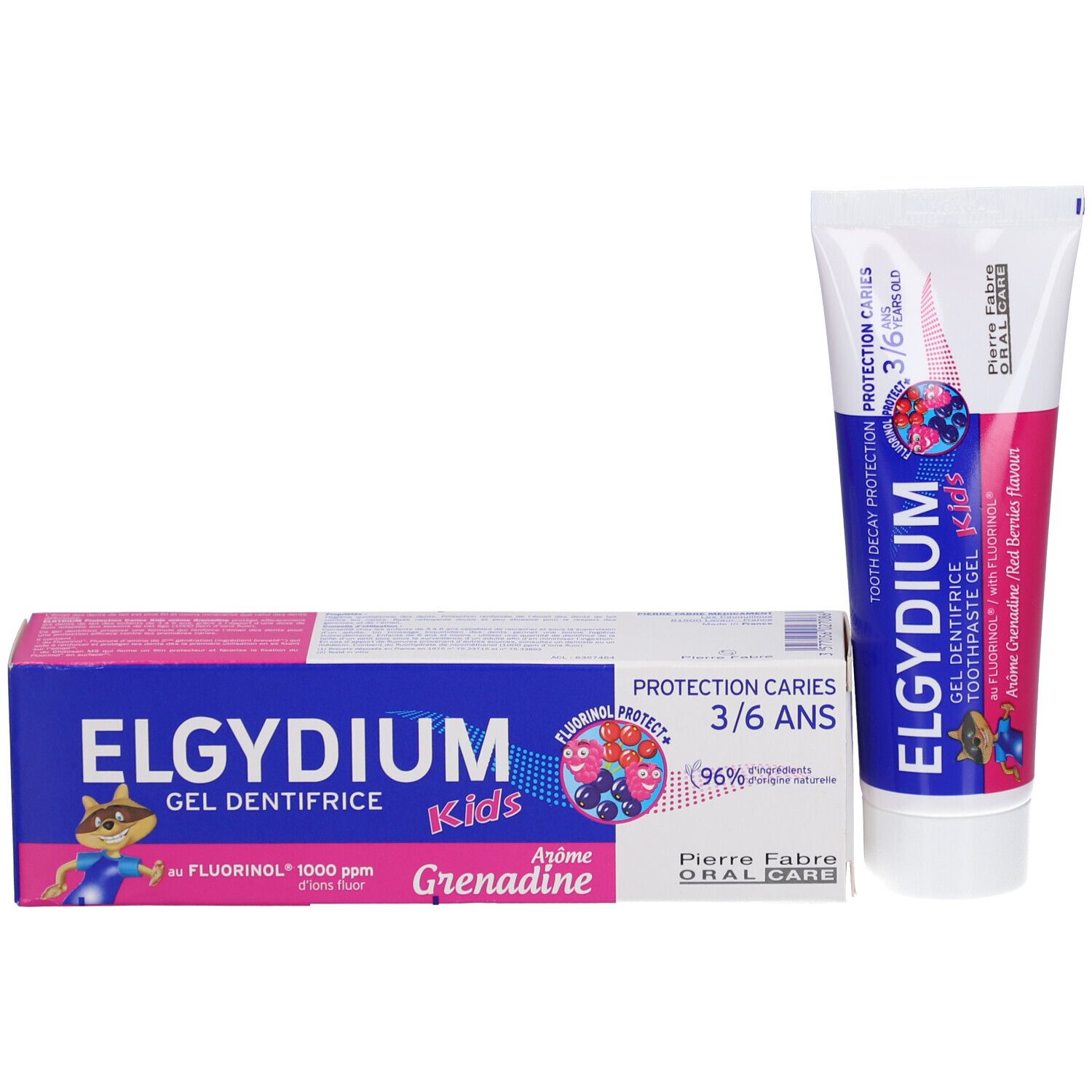 Elgydium Kids Gel Dentifrice au Fluorinol | Arôme grenadine