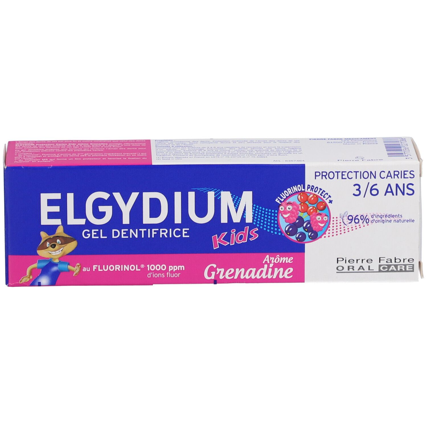 Elgydium Kids Gel Dentifrice au Fluorinol | Arôme grenadine