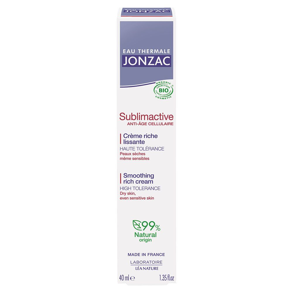Jonzac Sublimactive Crème Riche Lissante Bio peaux sèches anti-âge