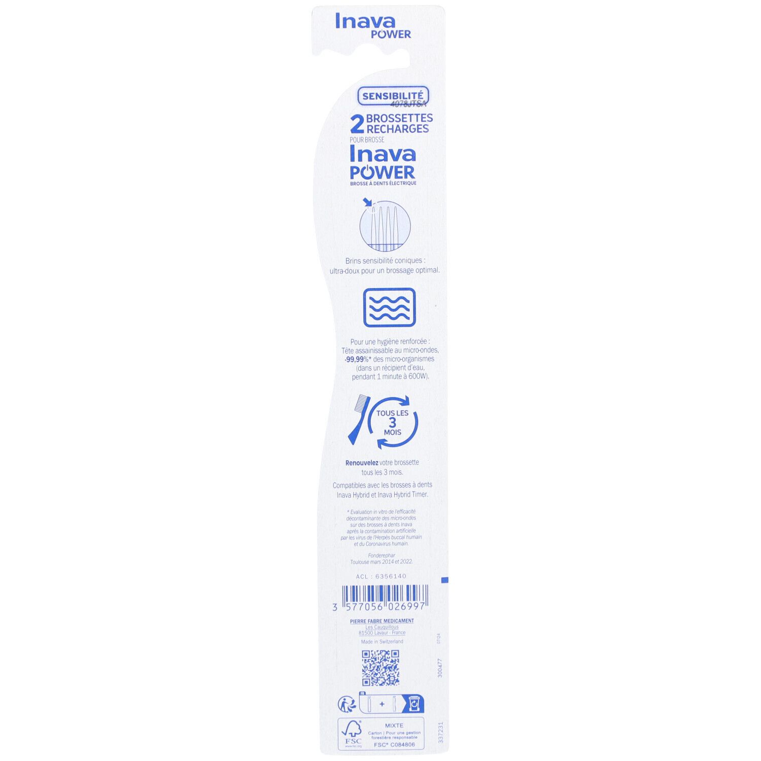 INAVA Sensibilité Têtes de brosse à dents électrique de rechange - Rose doré