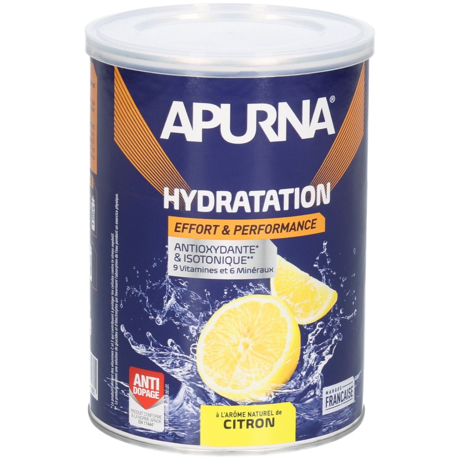 Boîte Apurna Hydratation citron, Antioxydant & Isotonique, 9 vitamines, 6 minéraux.