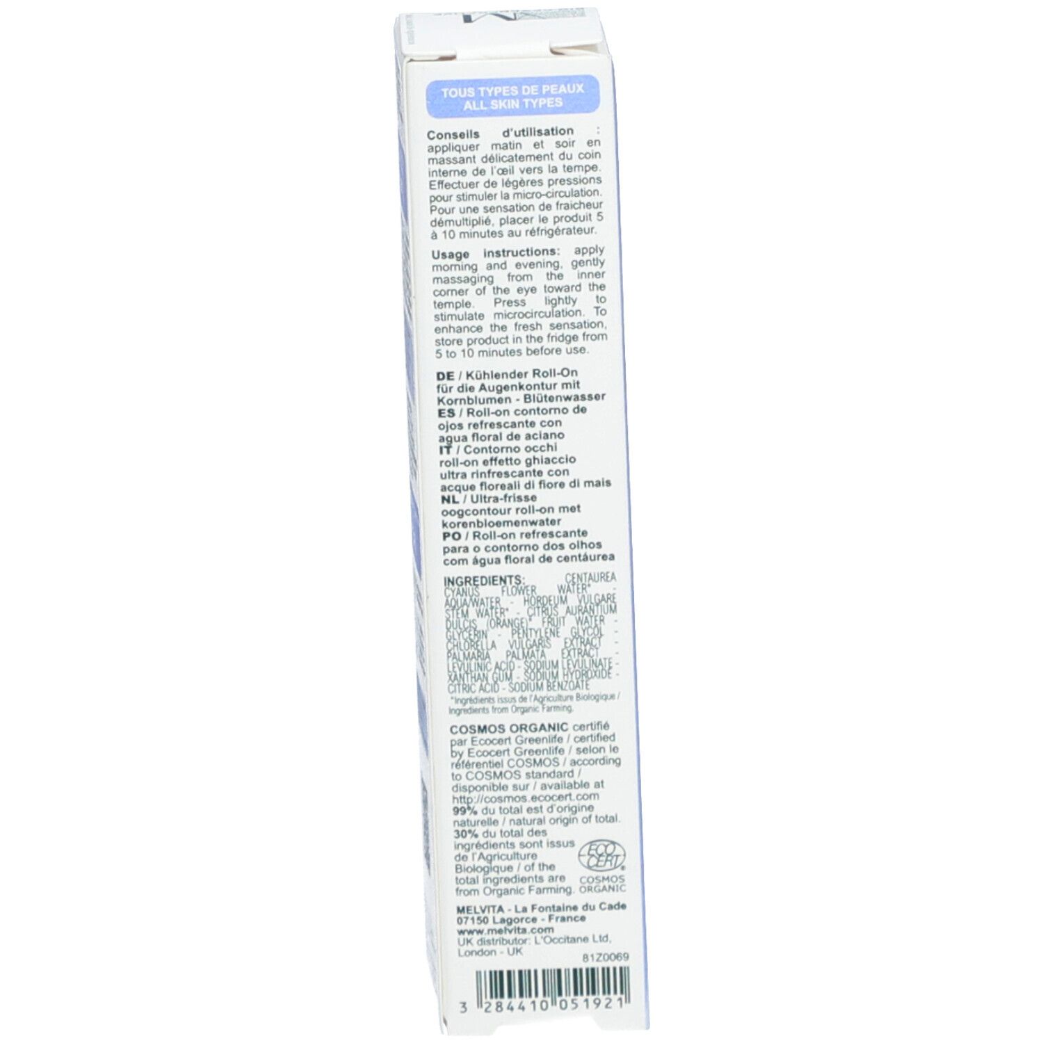 Melvita roll-on givré bleuet