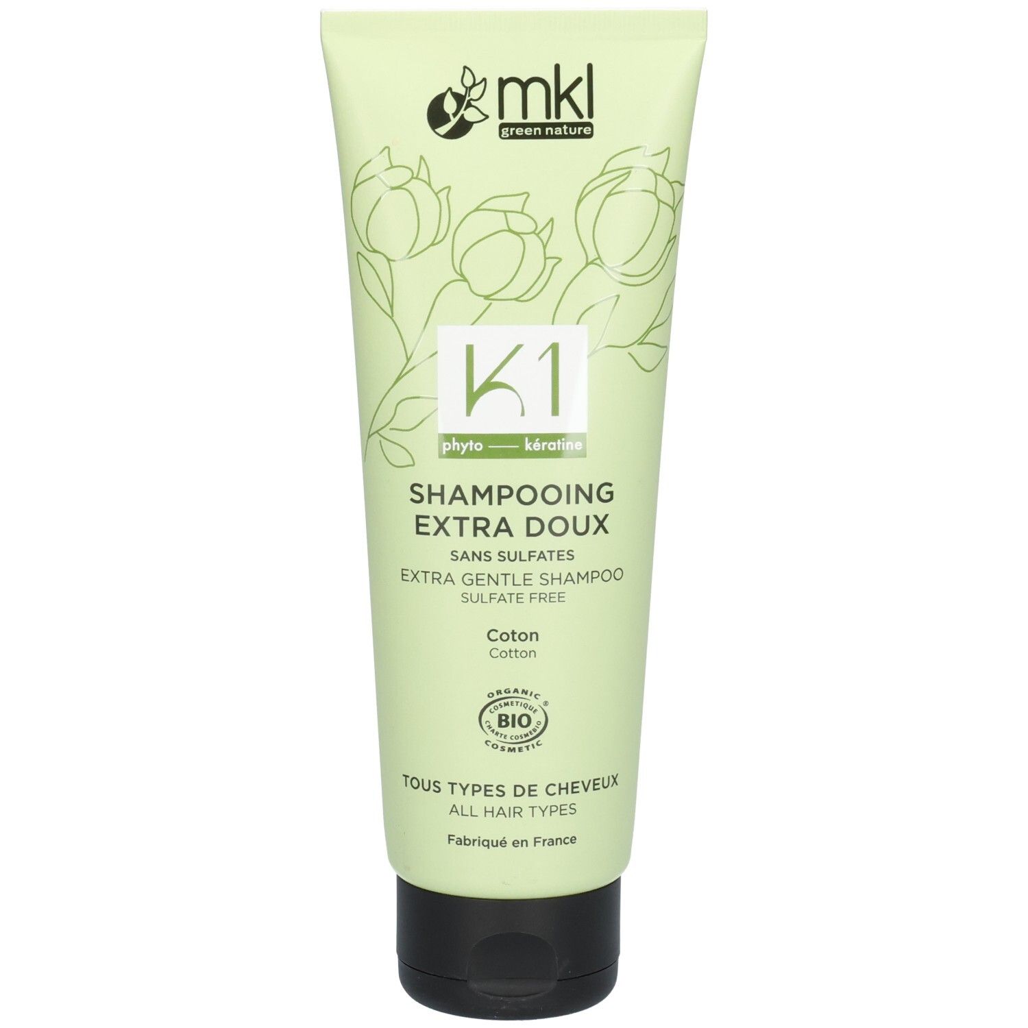 MKL Green Nature K1 Bio Shampoo Extra Milde, flacon 250ml. Phyto-Kératine, Sans Sulfates, Certifié Bio.