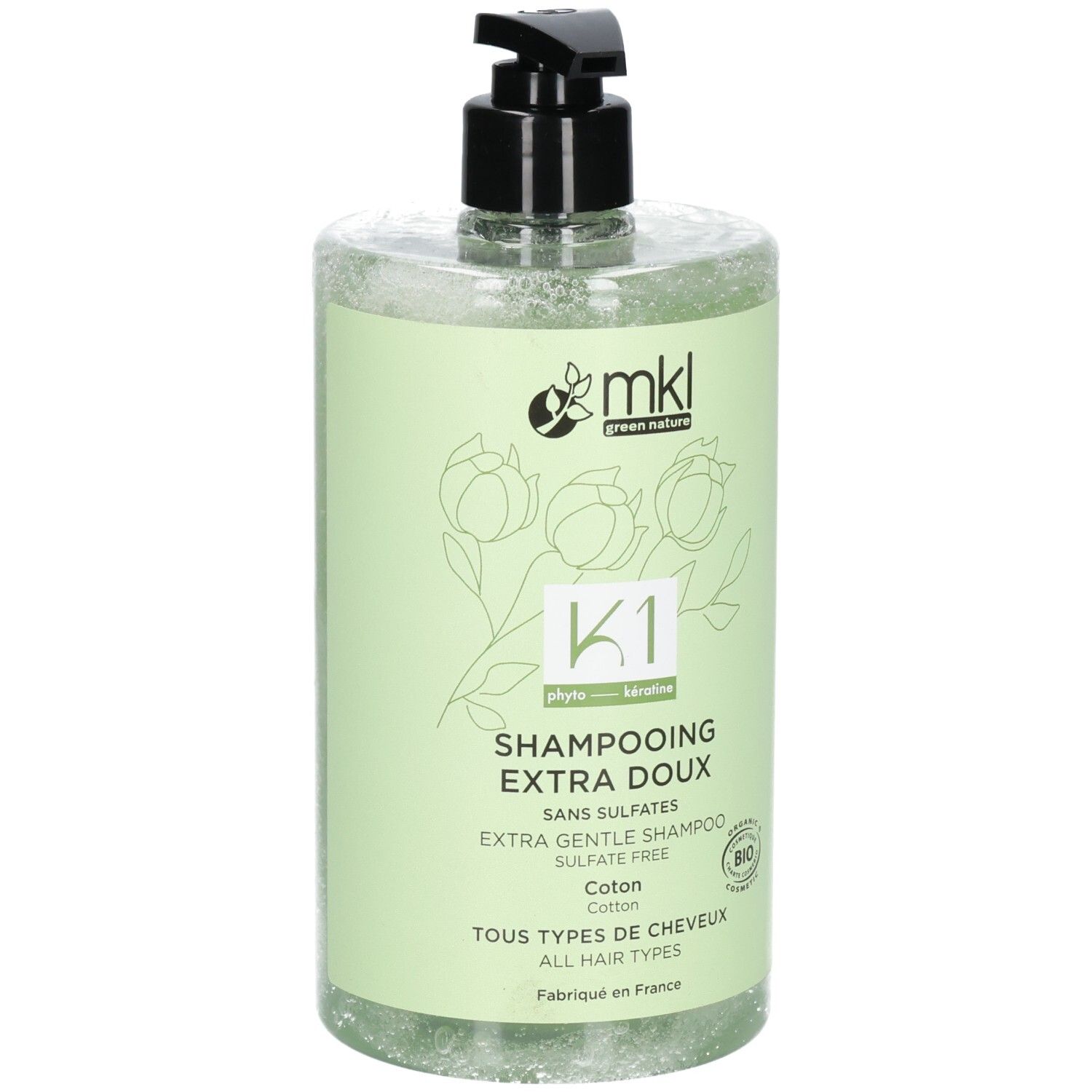 MKL Green Nature K1 Shampooing Extra Doux Bio, 750ml, avec pompe.
