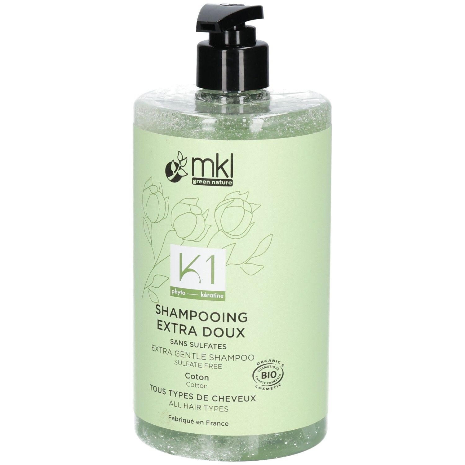 MKL Green Nature K1 Shampooing Extra Doux Bio, 750ml, avec pompe.
