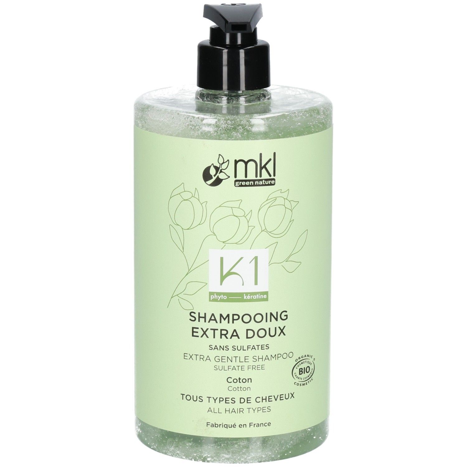 MKL Green Nature K1 Shampooing Extra Doux Bio, 750ml, avec pompe.
