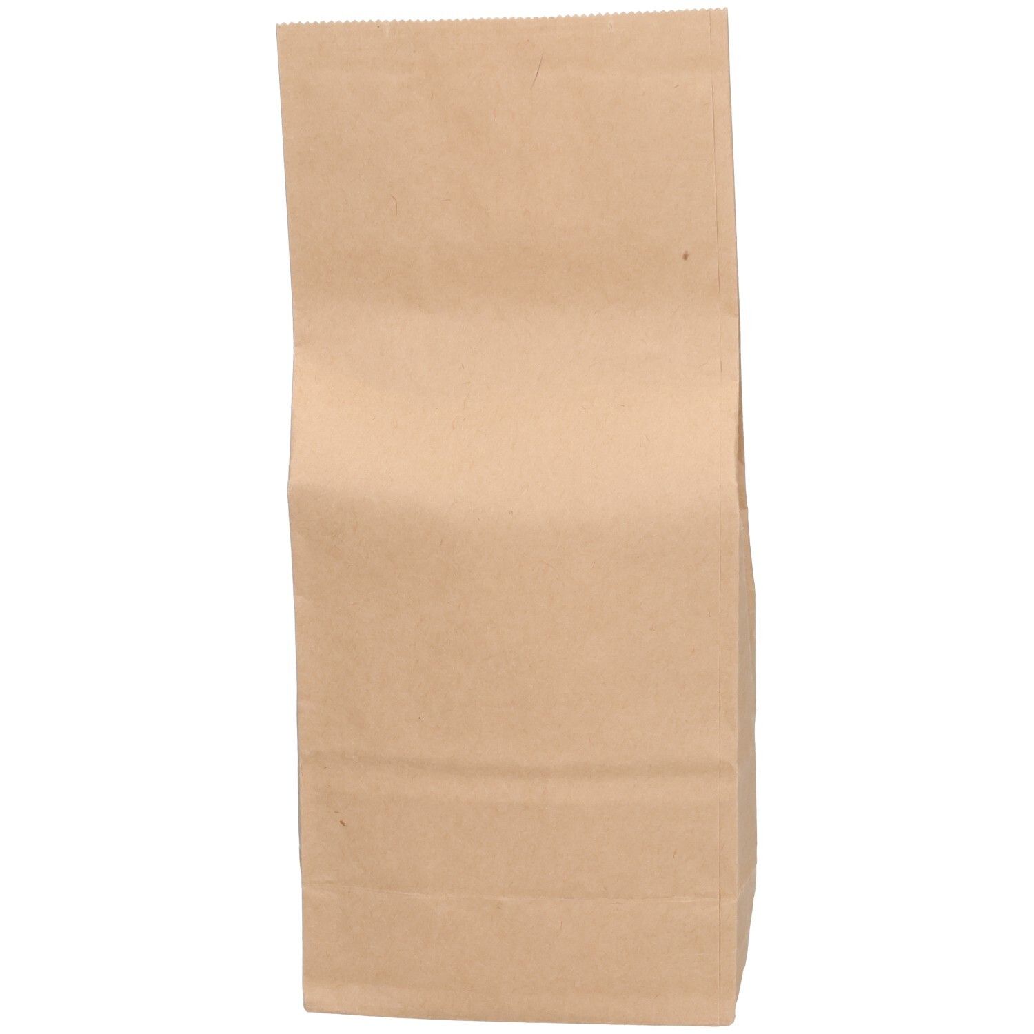 Sachet en papier brun, vue de face. Emballage fermé, aucun autre détail visible.