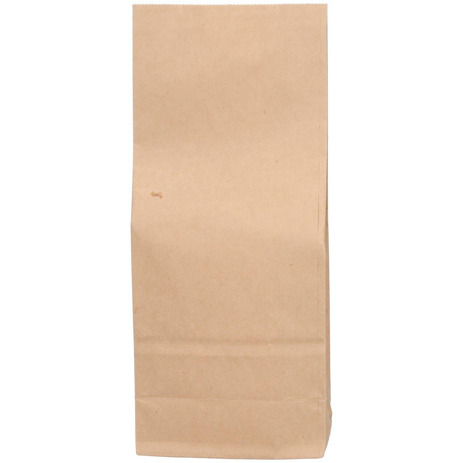Sachet en papier brun, rectangulaire, fermé.