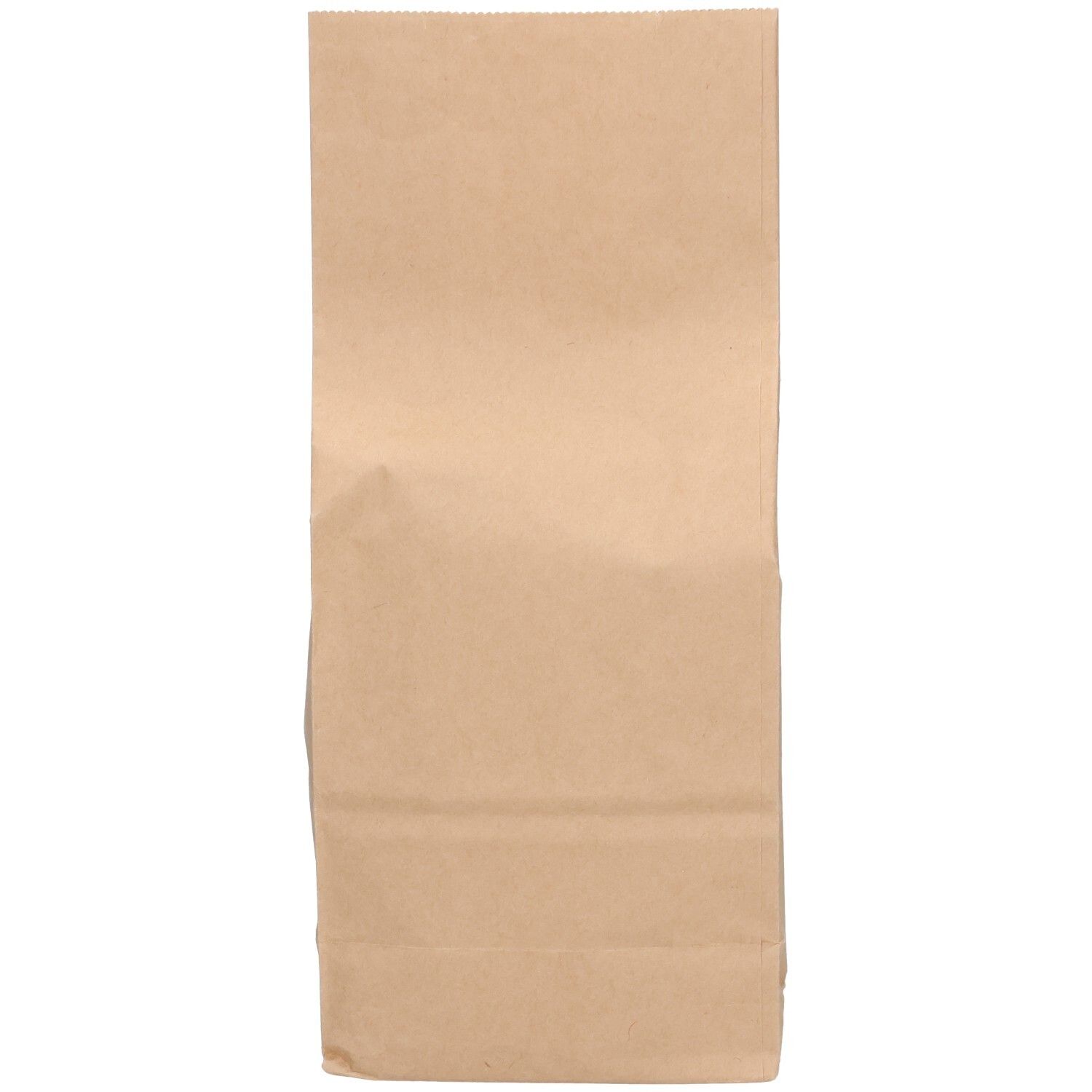 Sachet en papier brun, vue de face. Emballage simple, non ouvert.