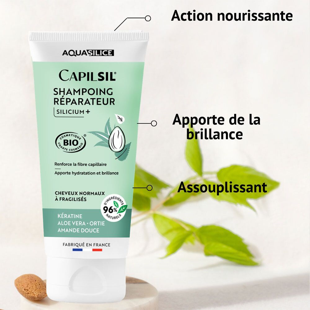 Aquasilice Capilsil Shampooing: Action nourrissante, éclat, souplesse. Pour cheveux normaux à fragilisés.