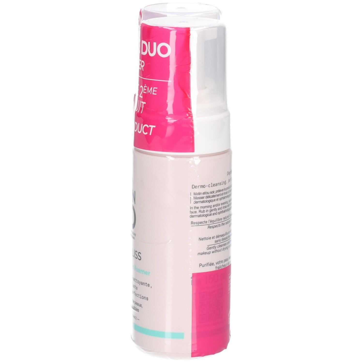Côté d'un flacon Codexial Enoliss Perfect Skin Foamer avec informations produit et code-barres.