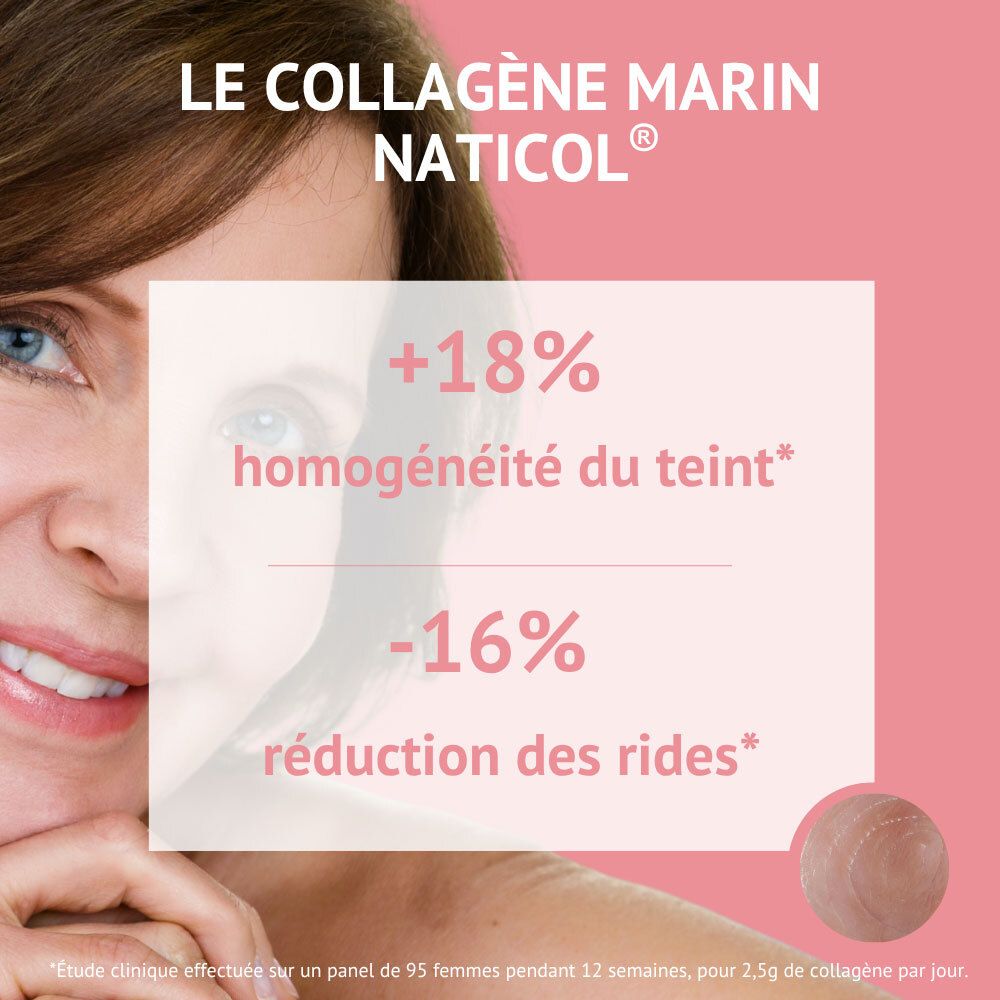 Nutrivie Collagène: +18% d'homogénéité du teint, -16% de réduction des rides. Prouvé cliniquement.
