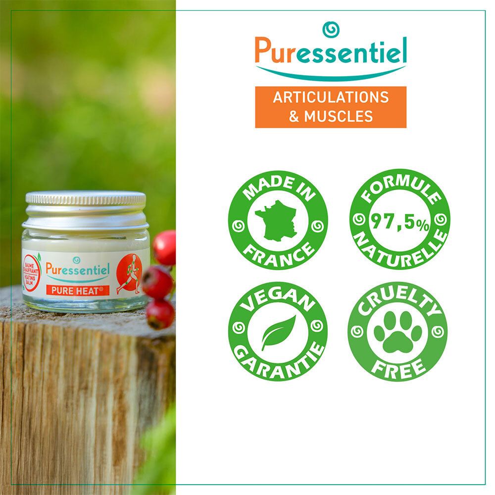 Puressentiel Baume Chauffant: Pot en extérieur. Avec sceaux: Fabriqué en France, Vegan, Cruelty-Free.