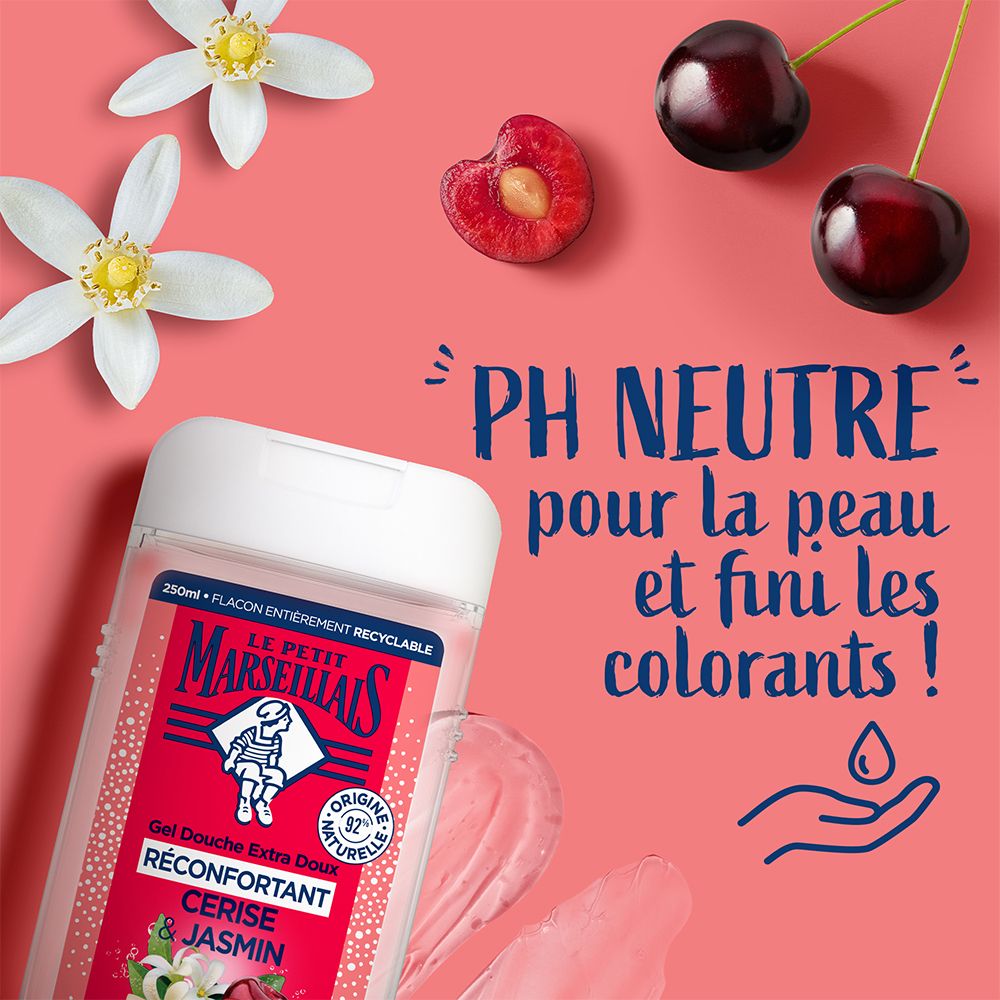 Le Petit Marseillais Gel Douche Extra Doux Réconfortant Cerise & Jasmin