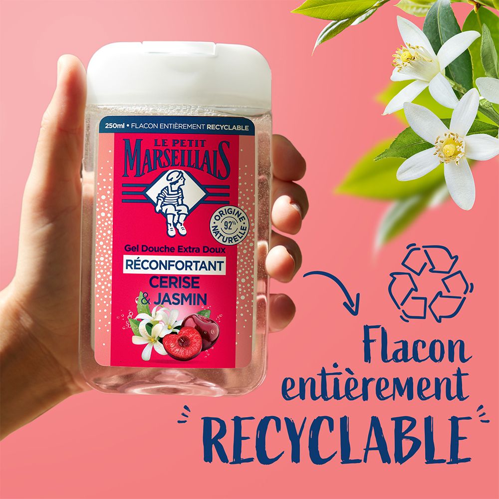 Le Petit Marseillais Gel Douche Extra Doux Réconfortant Cerise & Jasmin