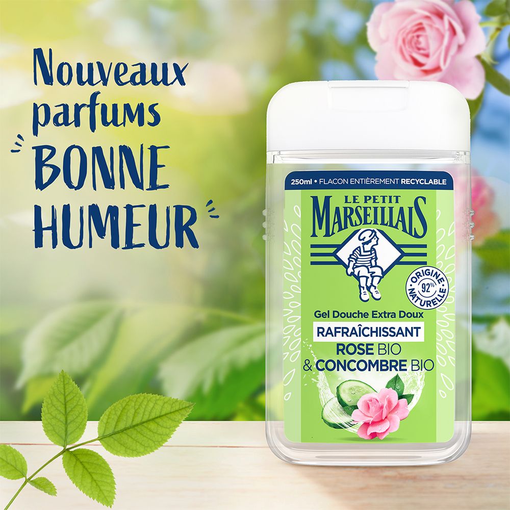 Le Petit Marseillais Gel Douche Extra Doux Rafraîchissant Rose BIO & Concombre BIO