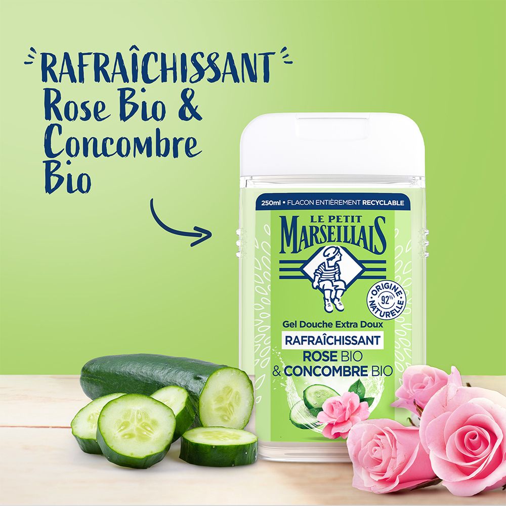 Le Petit Marseillais Gel Douche Extra Doux Rafraîchissant Rose BIO & Concombre BIO