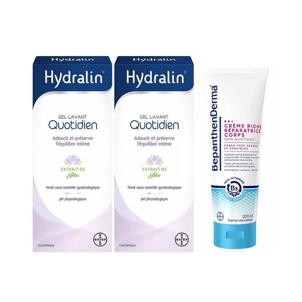 Hydralin Quotidien + BepanthenDerma crème riche