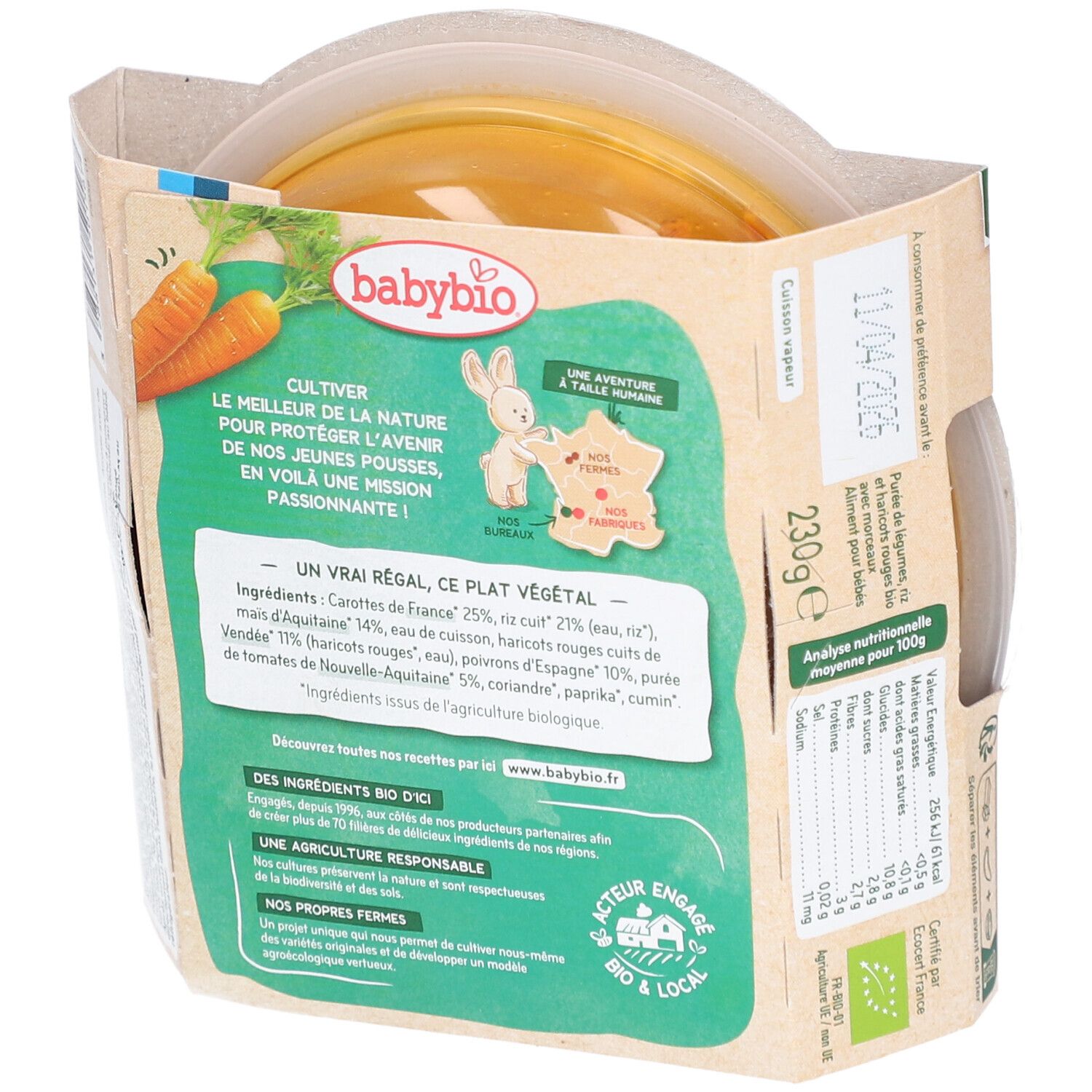 BABYBIO Chili Végétal Doux Carottes Grains de Maïs Haricots Rouges