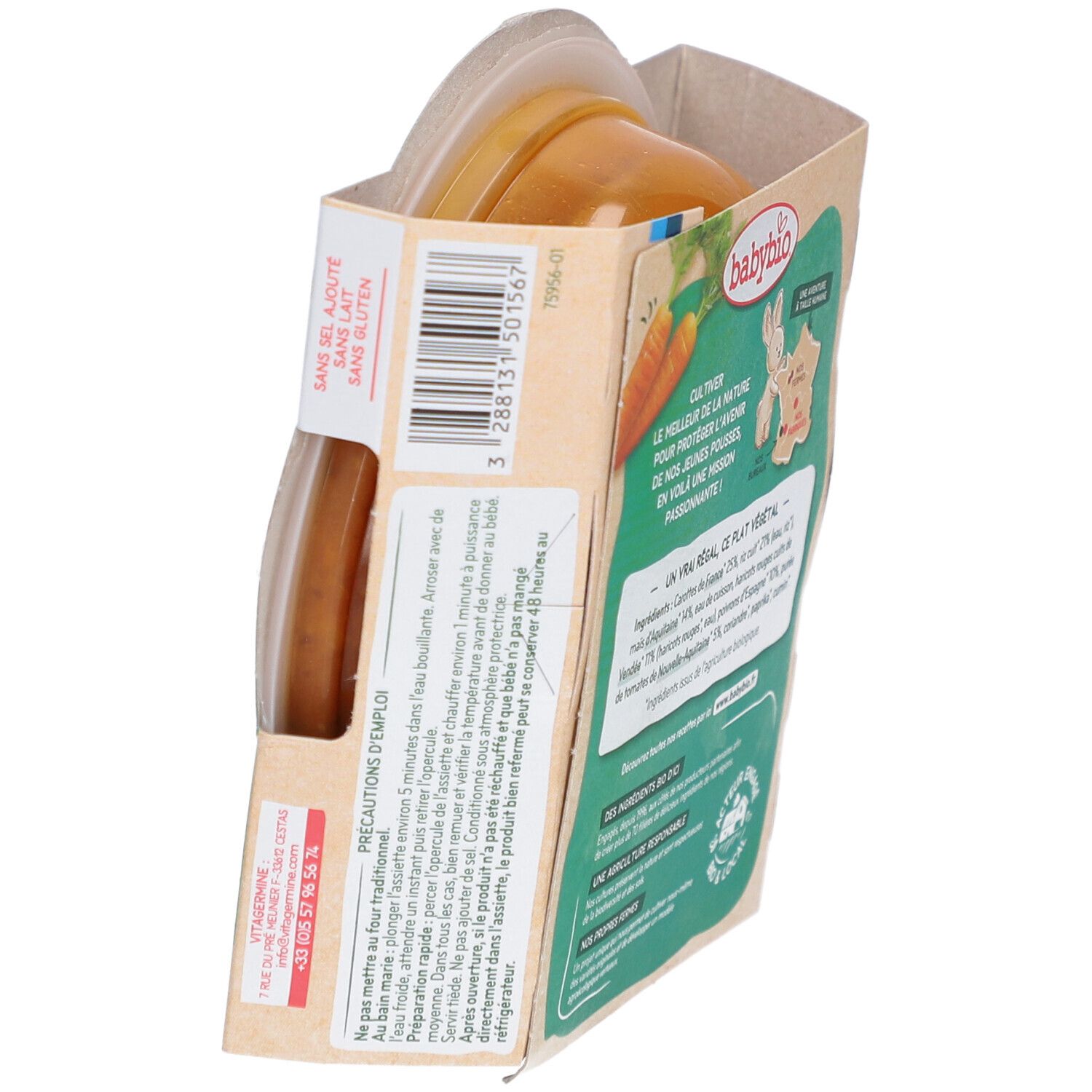 BABYBIO Chili Végétal Doux Carottes Grains de Maïs Haricots Rouges