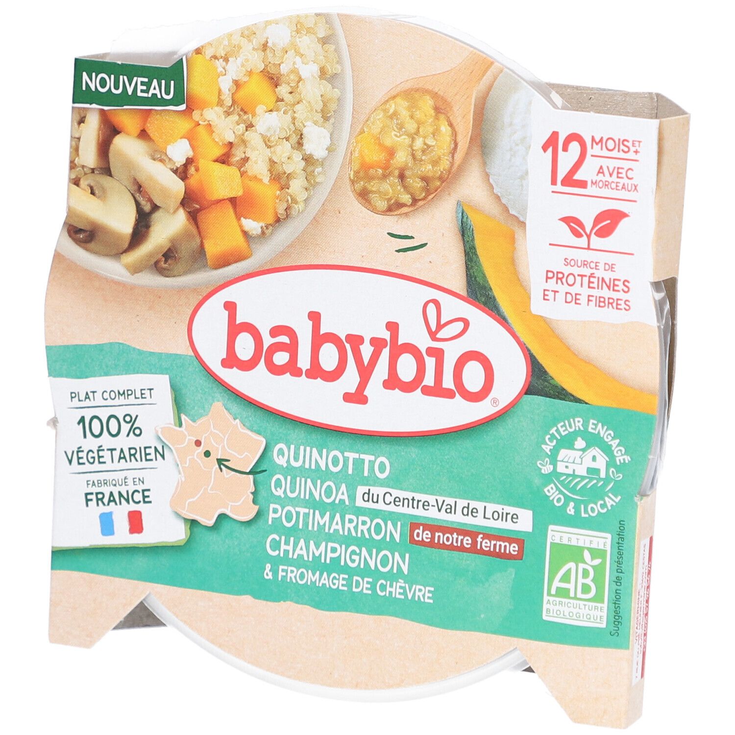 BABYBIO Quinotto Quinoa Potimarron Champignon & Fromage de Chèvre