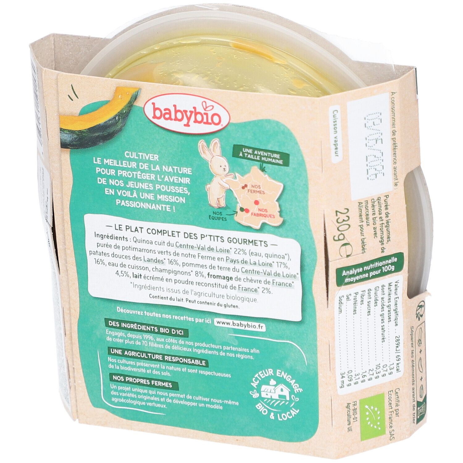 BABYBIO Quinotto Quinoa Potimarron Champignon & Fromage de Chèvre
