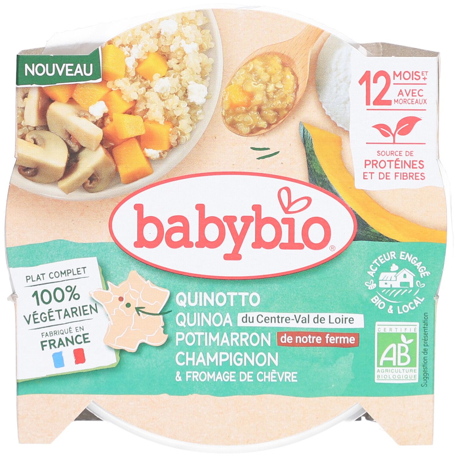 BABYBIO Quinotto Quinoa Potimarron Champignon & Fromage de Chèvre