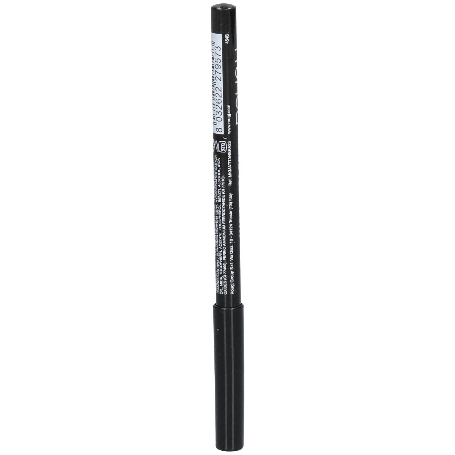 Crayon eye-liner noir avec informations sur le corps.