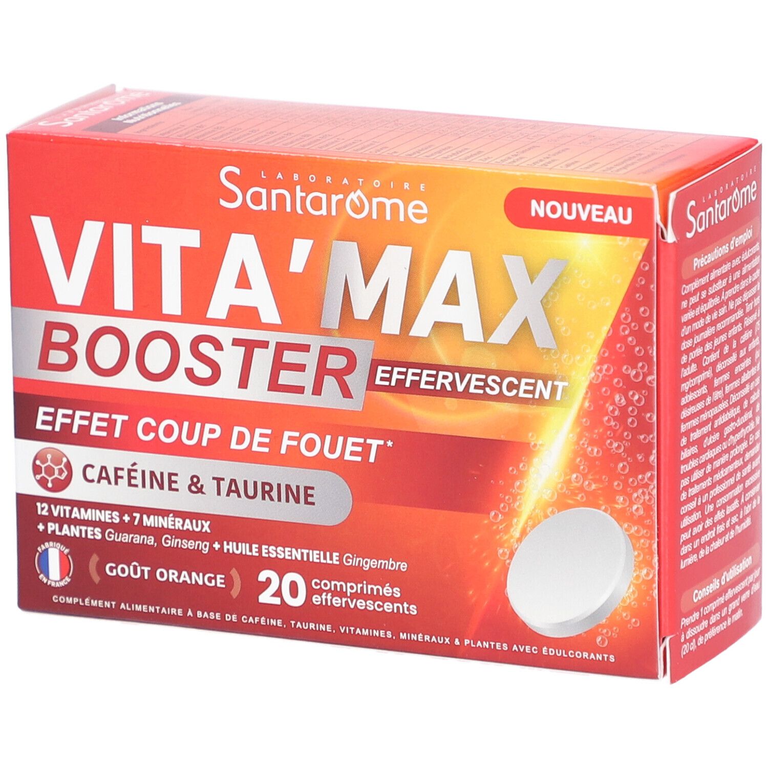 Santarome Vita'max Effervescent Booster Anti-Fatigue Goût Orange
