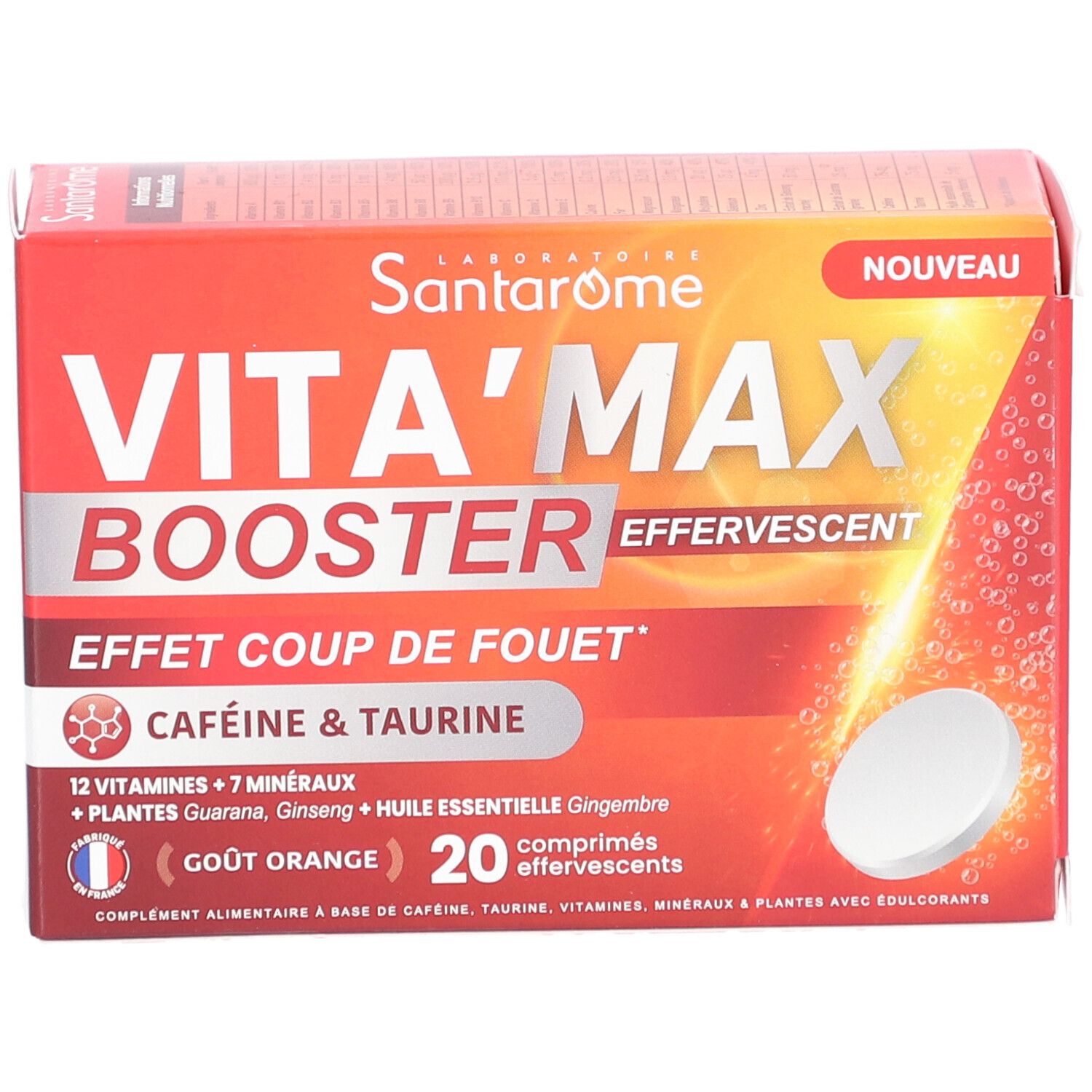 Santarome Vita'max Effervescent Booster Anti-Fatigue Goût Orange