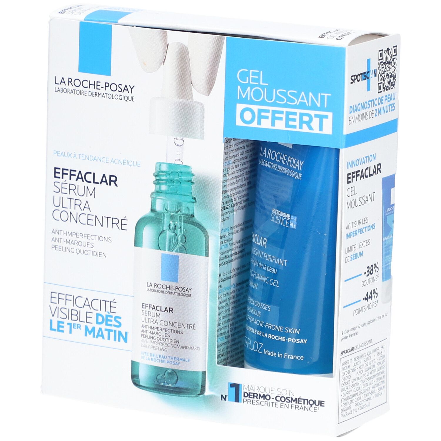 LA ROCHE-POSAY Effaclar Sérum Ultra Concentré et Gel Moussant Peaux Acnéiques