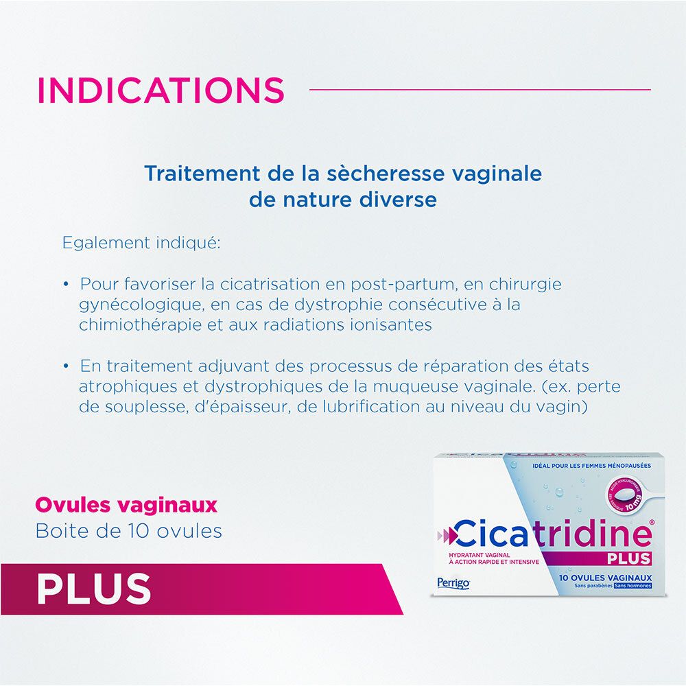 Cicatridine - 10 Ovules Vaginaux - Sécheresse vaginale et favorisant la cicatrisation
