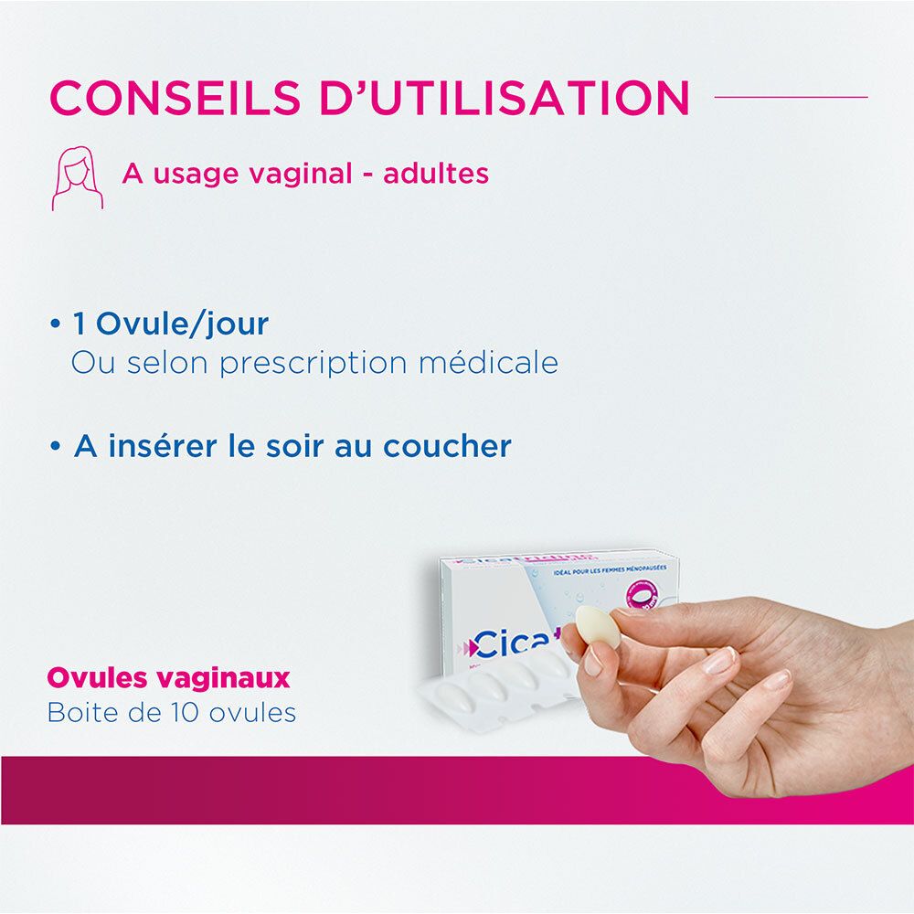 Cicatridine - 10 Ovules Vaginaux - Sécheresse vaginale et favorisant la cicatrisation